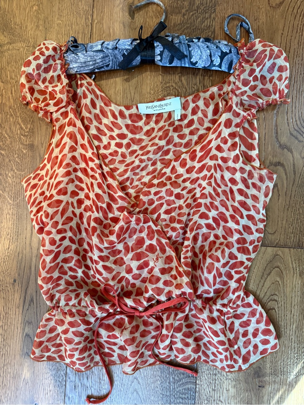 RARE Vintage Tom Ford For Yves Saint Laurent 2004 Lips Print Silk Top